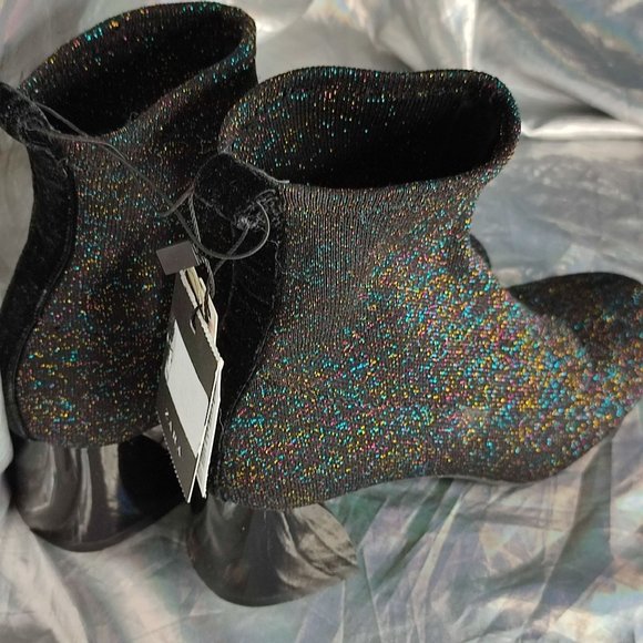 ZARA Multi-color glitter metallic thread sock booties NWT size 37 6.5 - Picture 8 of 16